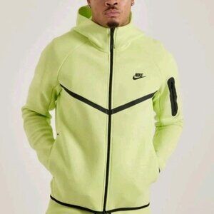 Nike Sportwear Tech Fleece Full-Zip Hoodie HV0949-736 Mens Size Medium Volt Neon